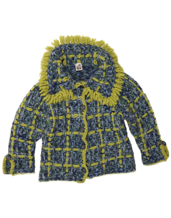 Maglione cardigan da donna vintage UK 14 grande controllo blu