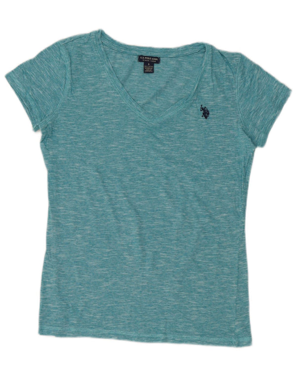 Polo Assn. T-shirt da donna Top UK 10 piccola in cotone chiazzato turchese