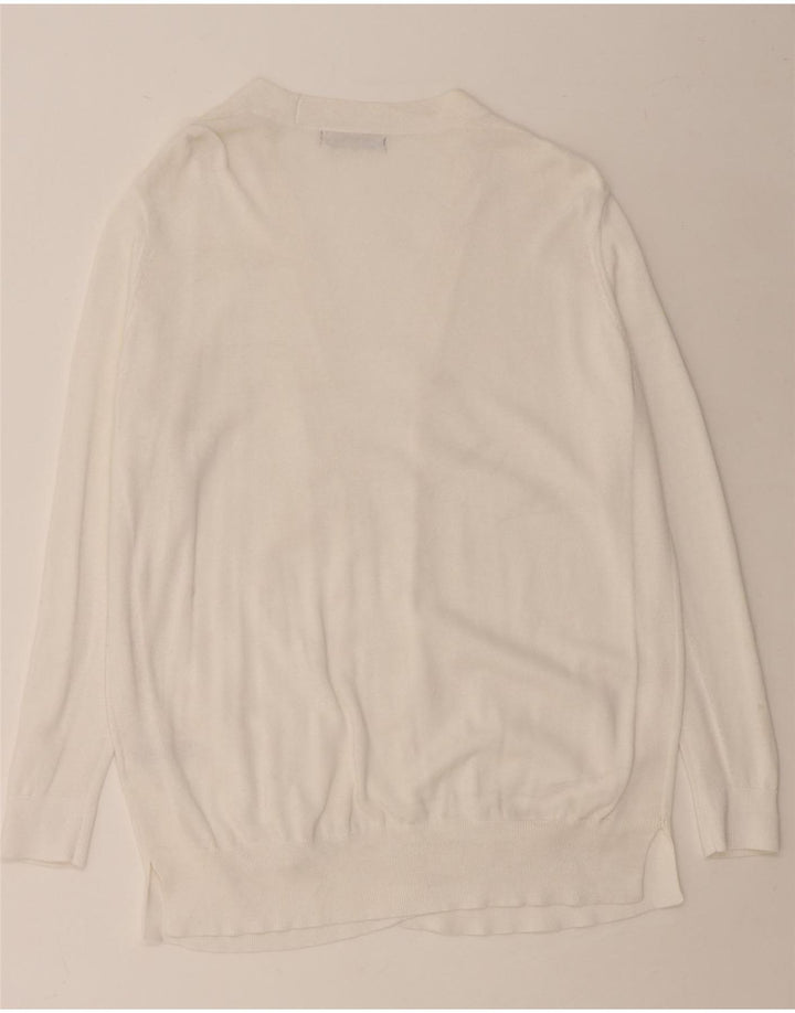 MARKS & SPENCER Womens Open Cardigan Sweater UK 16 Large White Cotton