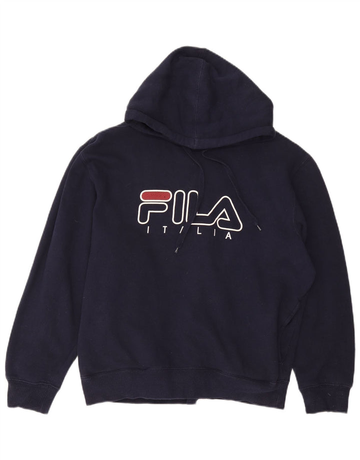 Maglione con cappuccio grafico da donna FILA UK 14 medio blu navy