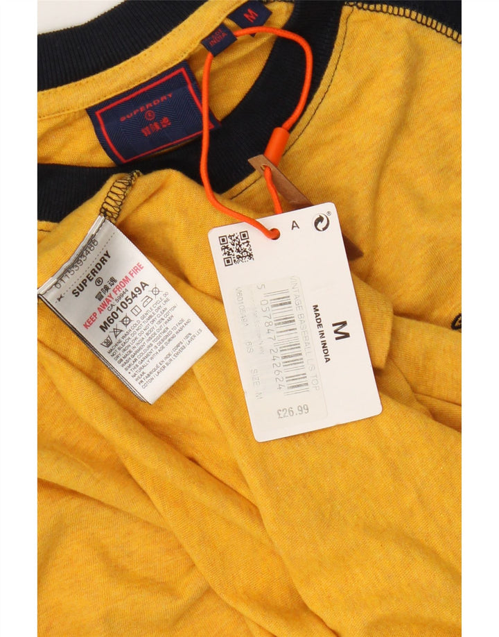 Top da uomo Superdry a maniche lunghe in cotone color block giallo medio