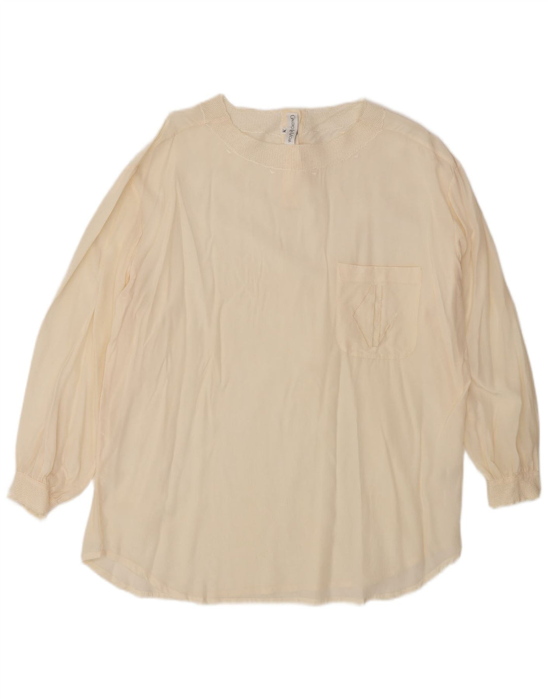 Top camicetta oversize da donna vintage UK 14 seta media bianco sporco