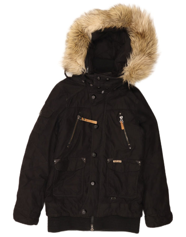 Giacca parka con cappuccio da donna KHUJO UK 12 medio poliestere nero