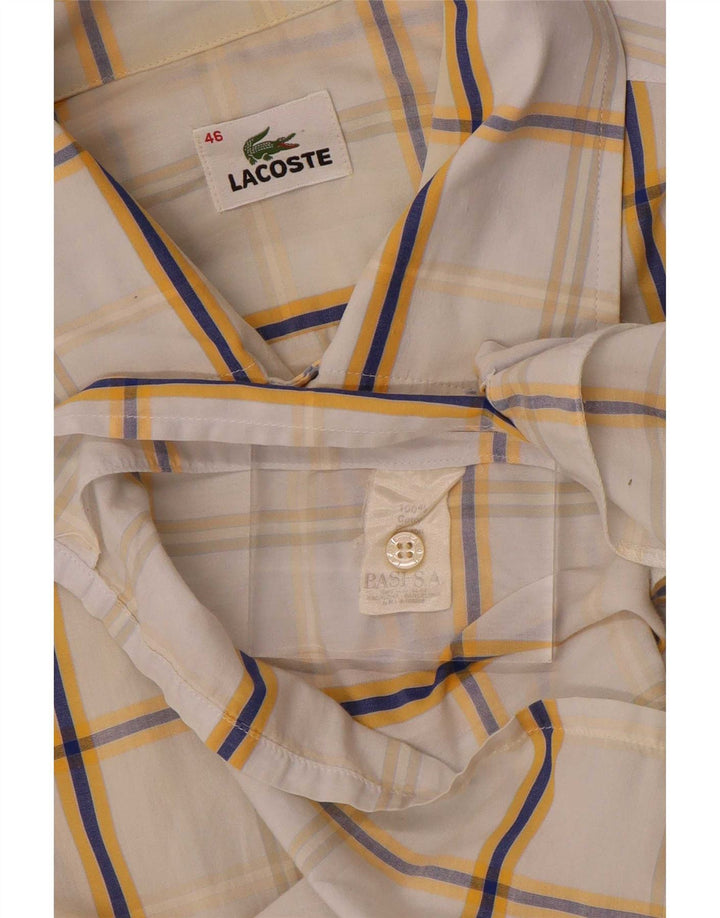 Camicia a maniche corte da uomo Lacoste taglia 46 2XL cotone a quadri bianco