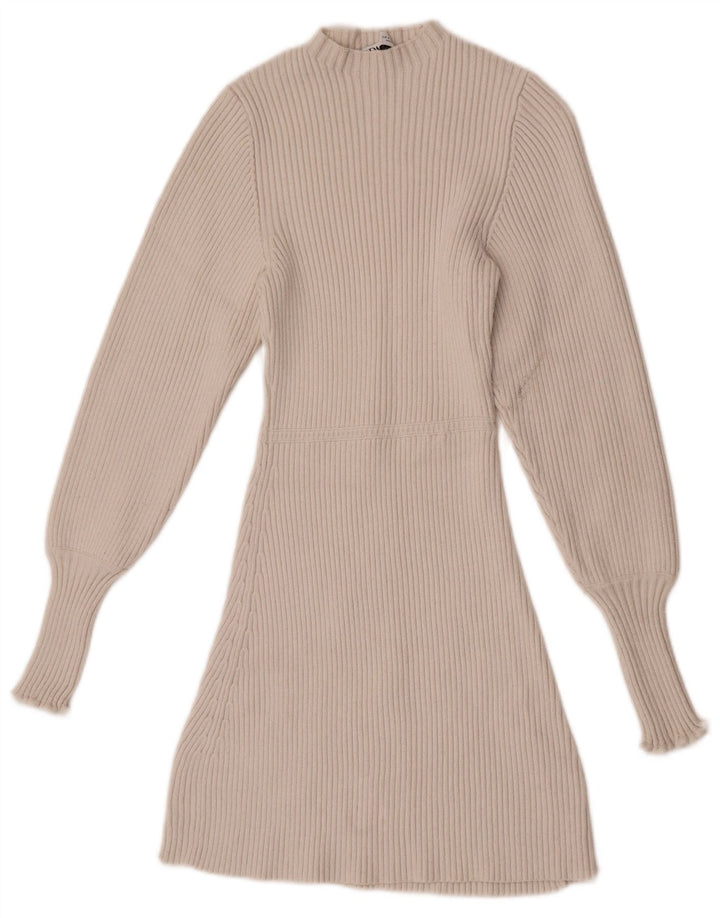 Abito maglione a maniche lunghe da donna Zara UK 8 Small bianco