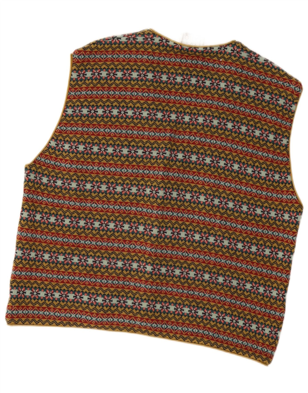 Maglione cardigan senza maniche vintage da uomo, Fair Isle, colore medio multicolore