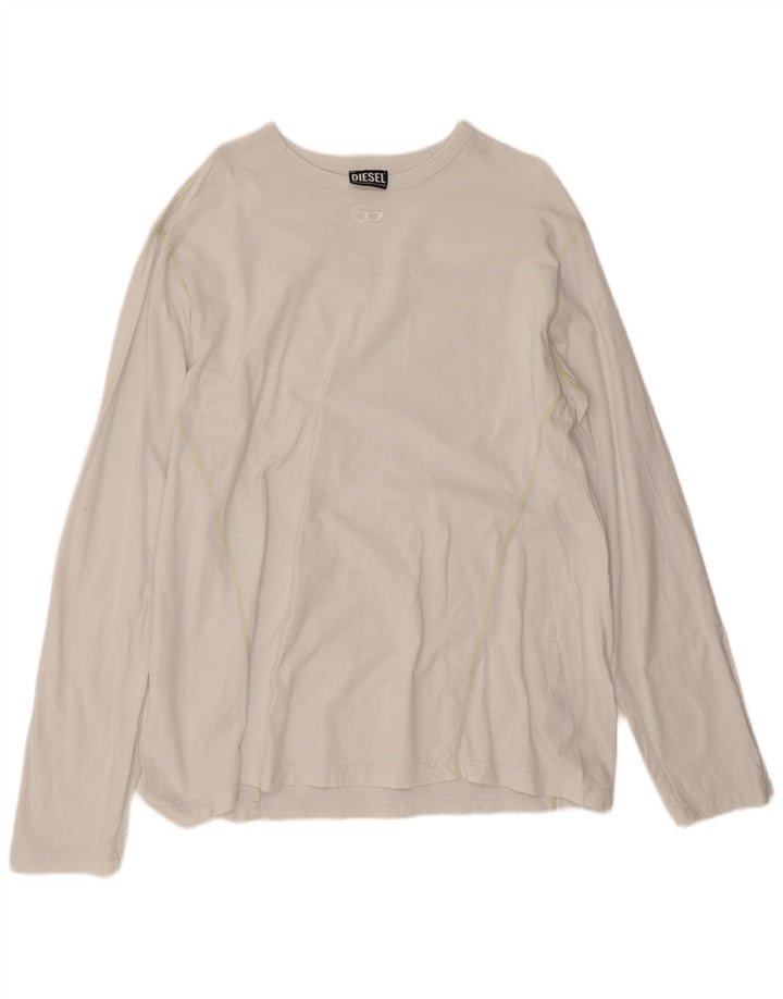 Diesel Top grafico da uomo a maniche lunghe 2XL cotone bianco