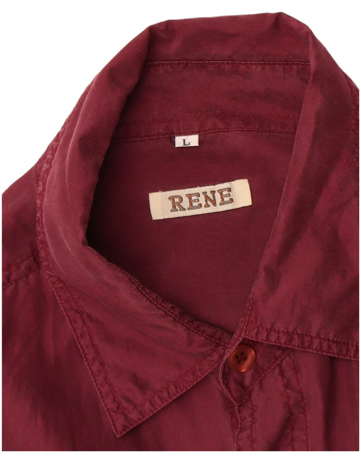 Camicia da uomo Rene Large in seta bordeaux