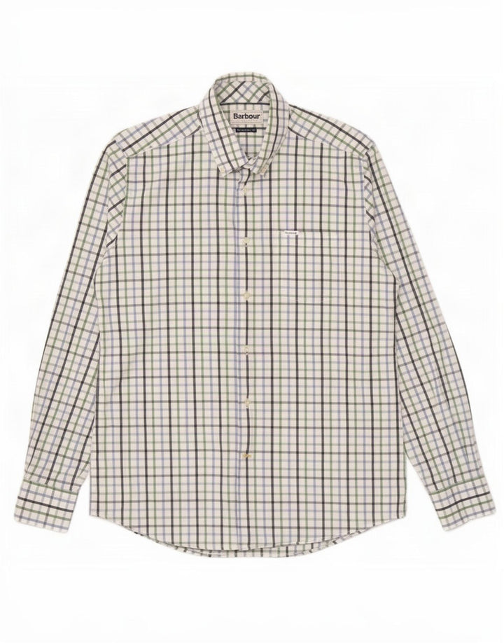 Camicia Barbour da uomo su misura in cotone bianco medio
