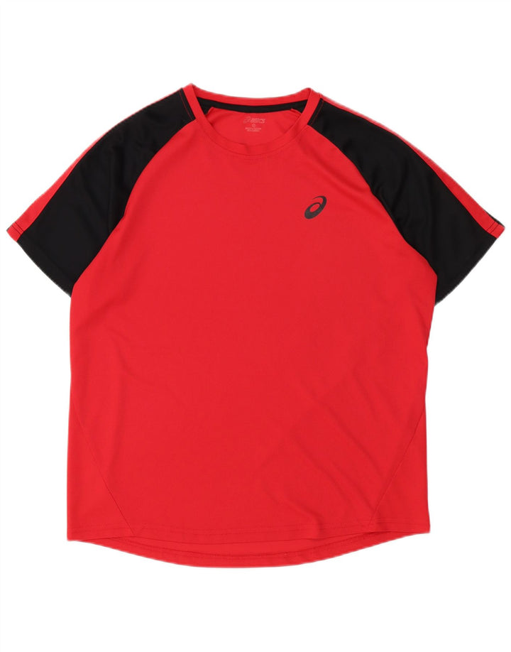T-shirt da uomo Asics Top Large rossa color block