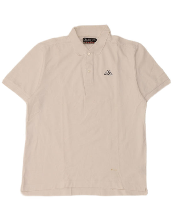 Polo Kappa Uomo Large Bianca In Cotone