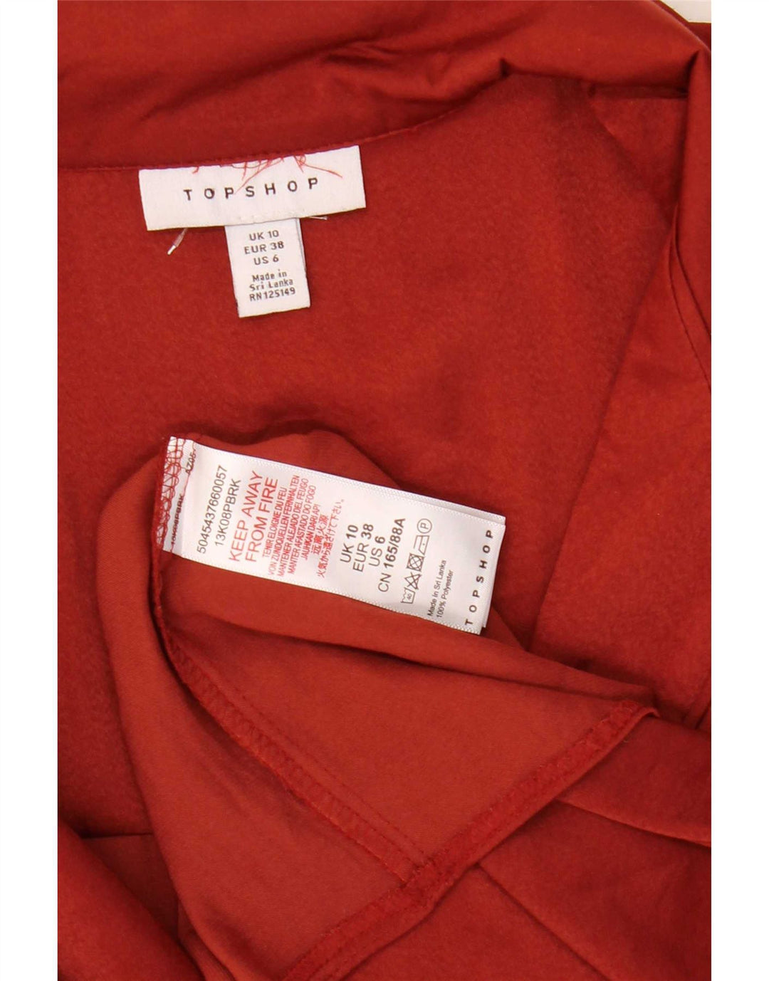 Camicetta da donna Topshop UK 10 piccola rossa in poliestere
