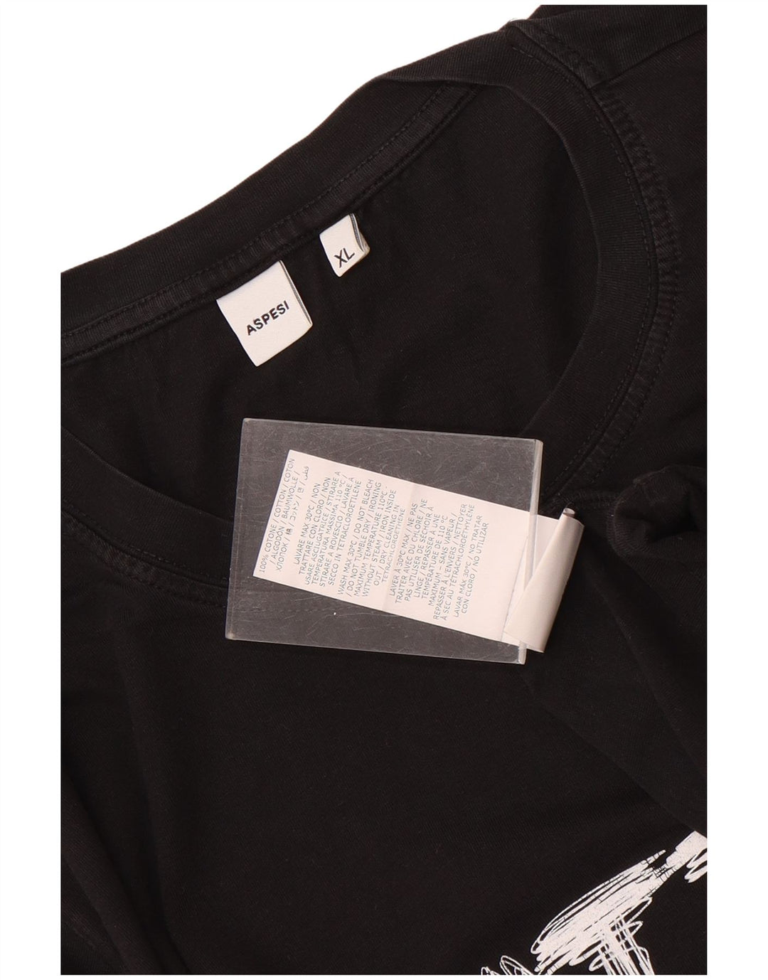 T-shirt grafica da uomo Aspesi Top XL in cotone nero