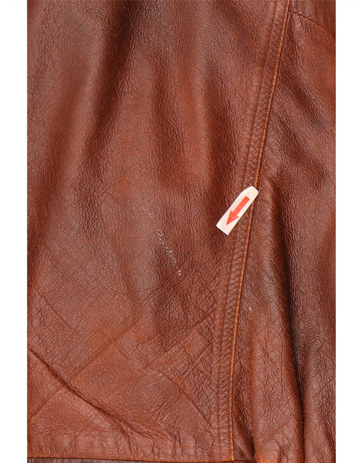 Mondial Giacca in pelle da uomo vestibilità ampia UK 38 Marrone medio