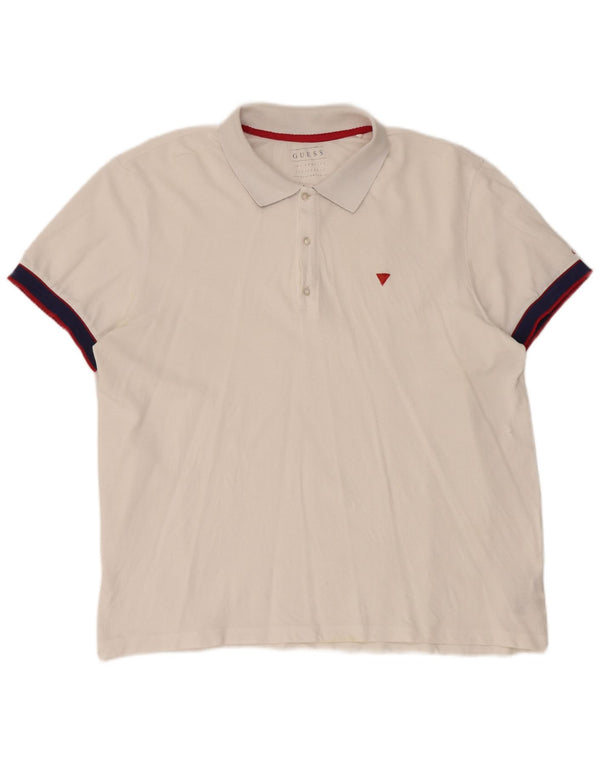 Polo da uomo Guess 2XL in cotone color block bianco