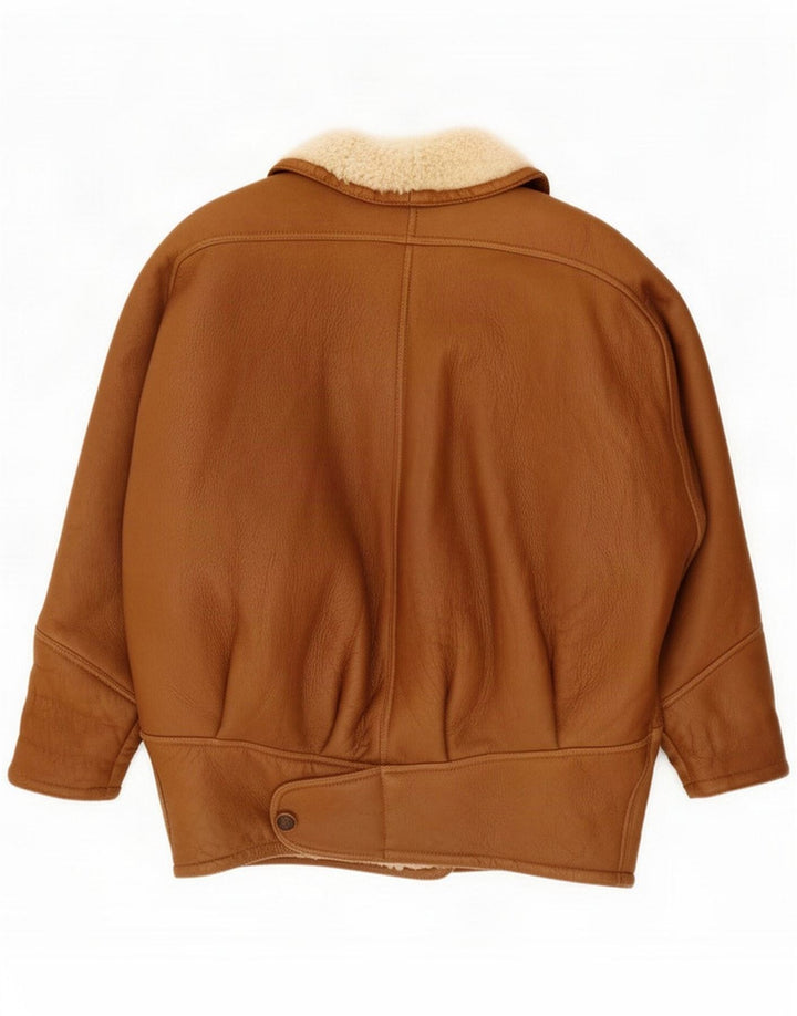 Giacca oversize in shearling vintage da donna UK 14 Marrone medio Colourblock