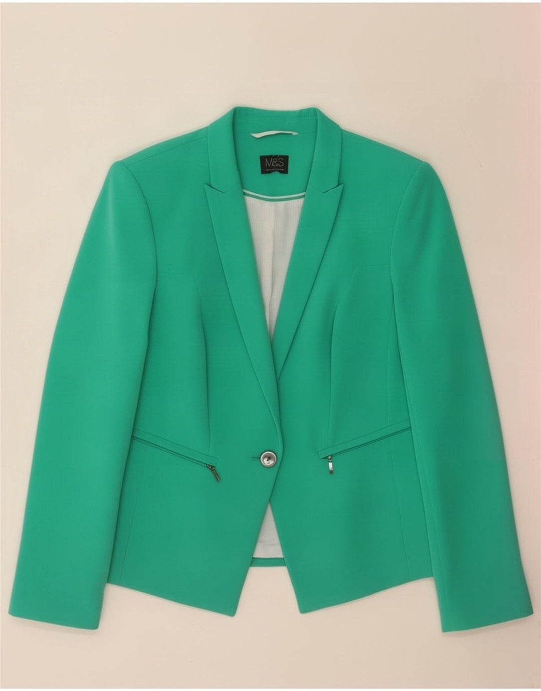 Giacca blazer a 1 bottone Marks & Spencer da donna UK 14 verde medio