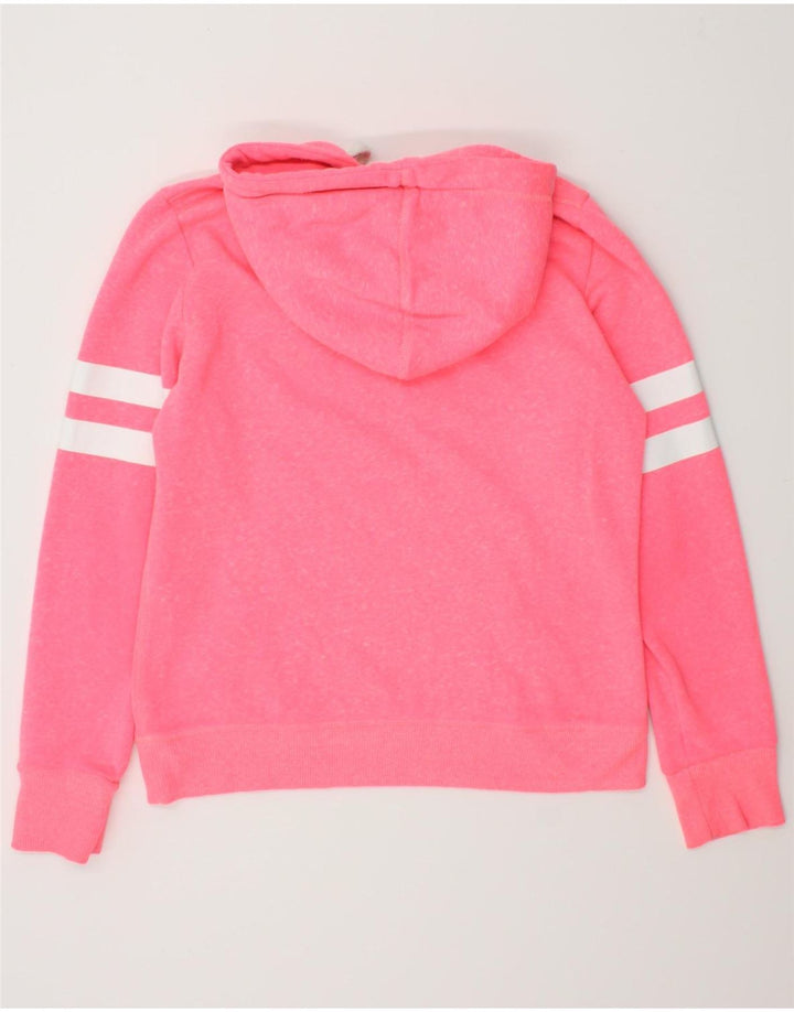 SUPERDRY Womens Graphic Hoodie Jumper UK 14 Medium Pink Polyester Vintage Superdry and Second-Hand Superdry from Messina Hembry 