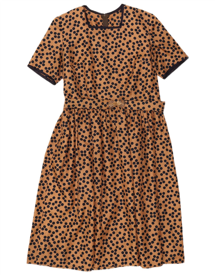 Abito a trapezio da donna VINTAGE UK 12 Marrone medio maculato