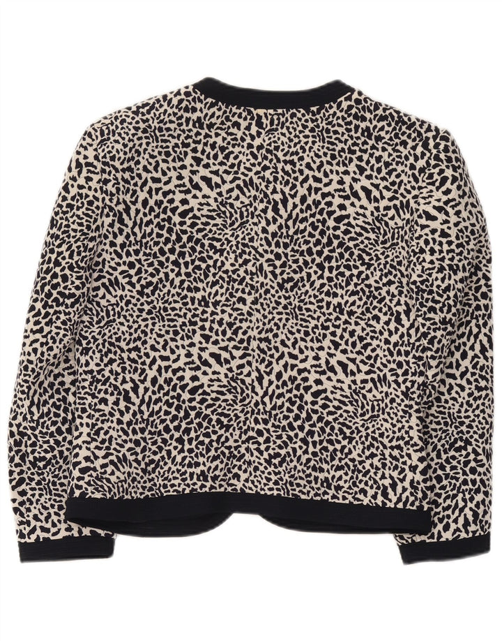 Giacca blazer vintage da donna con maniche a 3/4 IT 44 stampa animalier nera media