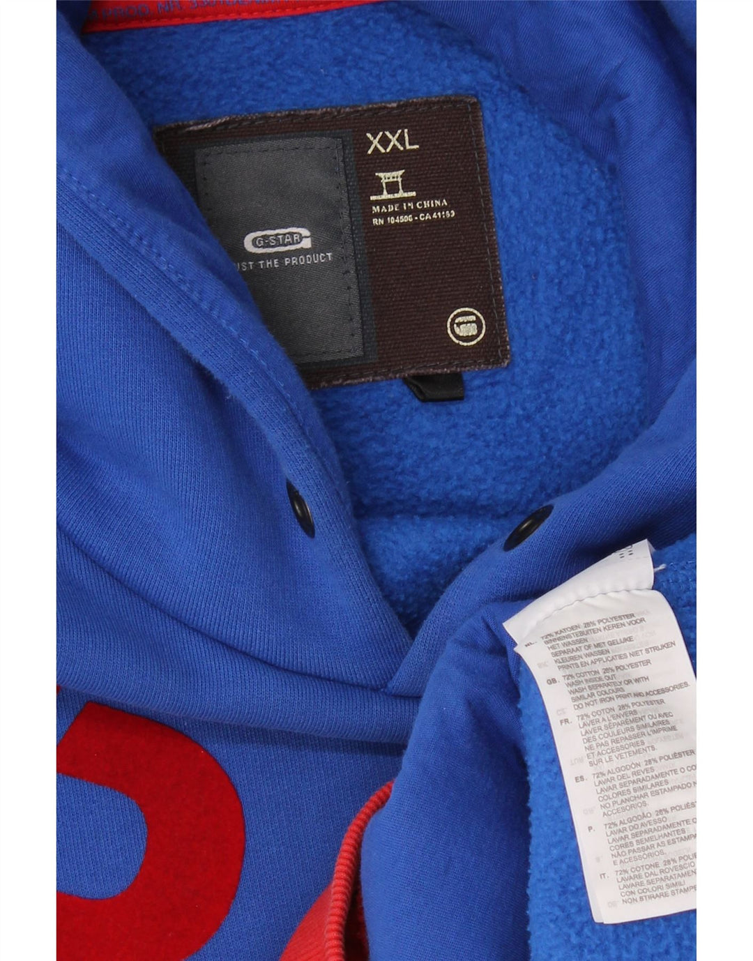 Felpa con cappuccio grafica da uomo G-STAR 2XL in cotone color block blu