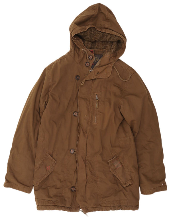 Giacca Parka con cappuccio da uomo Tommy Hilfiger UK 38 Cotone marrone medio