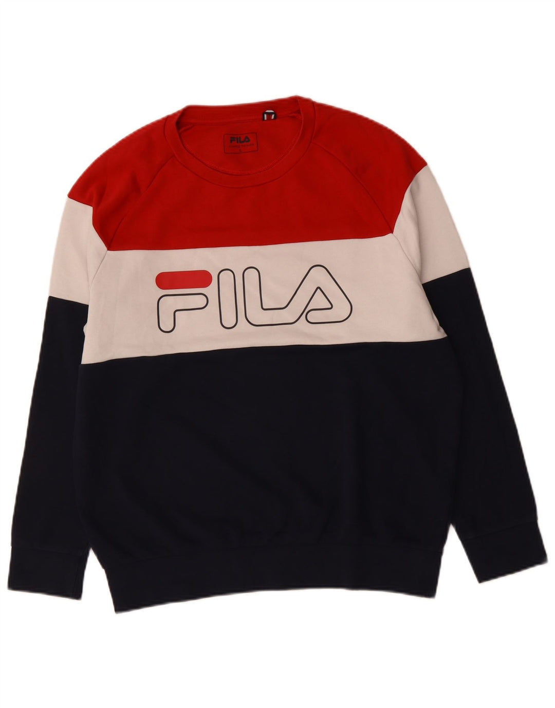 FILA Felpa grafica da uomo Maglione grande in cotone color block multicolore