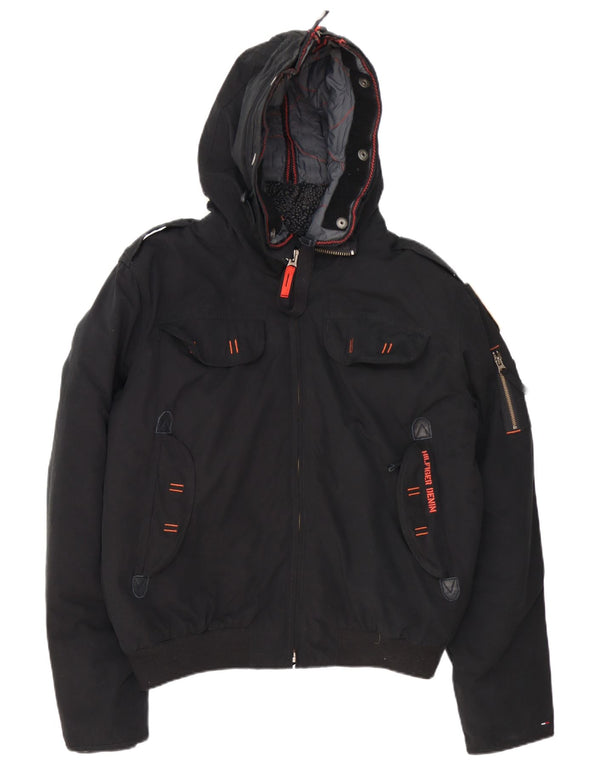 Tommy Hilfiger Uomo Bomber con cappuccio Denizen UK 42 XL Poliestere nero