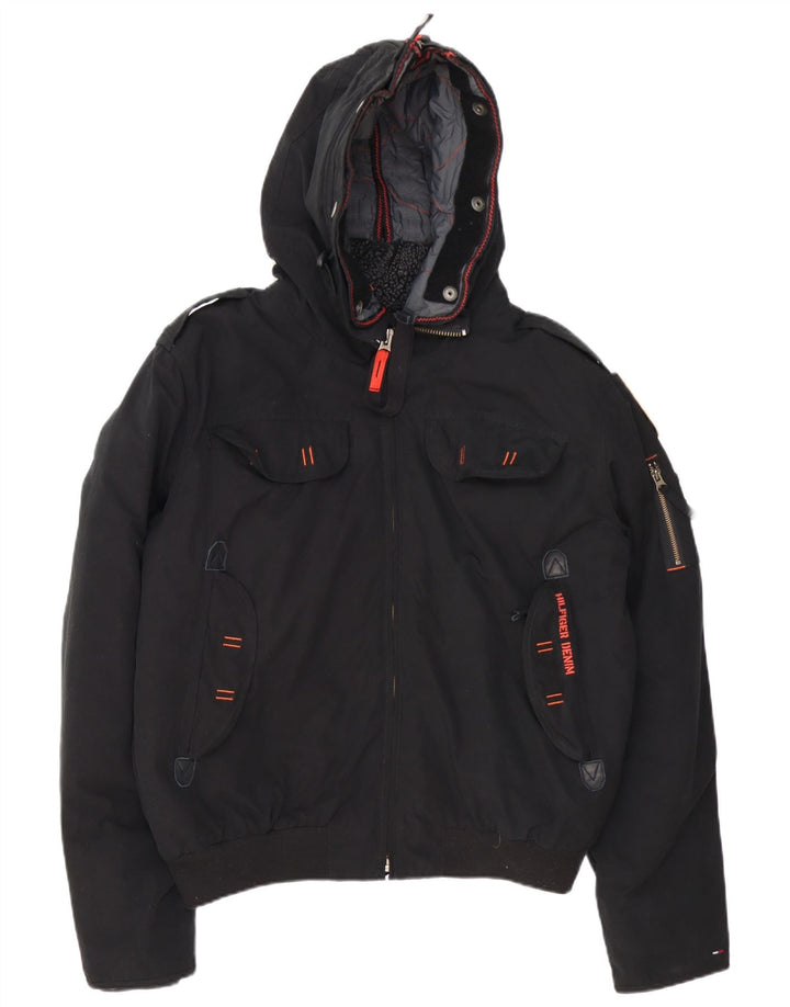 Tommy Hilfiger Uomo Bomber con cappuccio Denizen UK 42 XL Poliestere nero