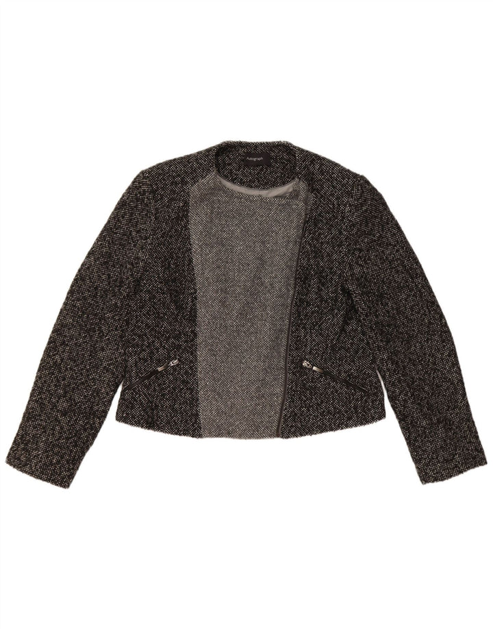 Giacca blazer autografa da donna Marks & Spencer UK 16 grande grigia chiazzata