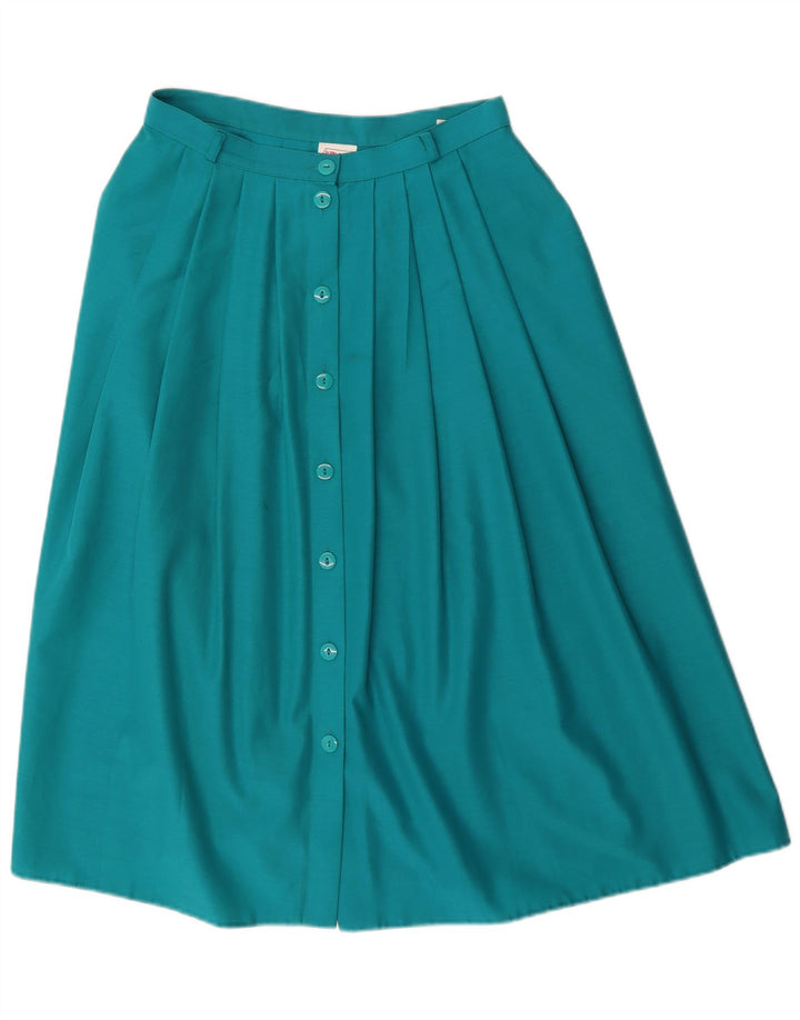 ST MICHAEL Womens Pleated A-Line Skirt UK 14 Medium W28 Blue Polyester