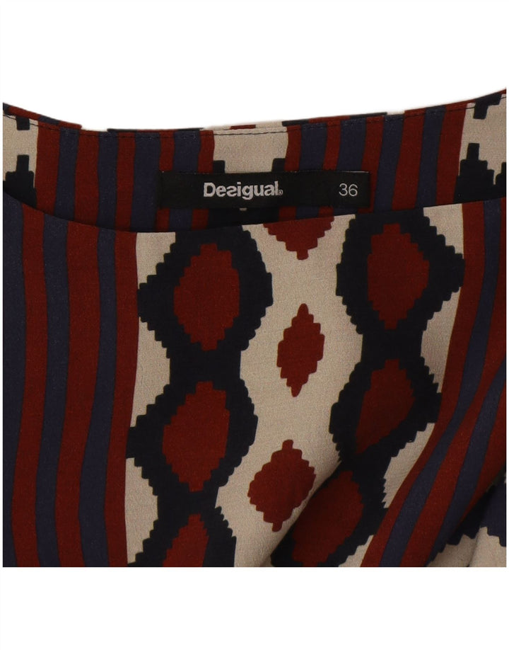 Desigual Abito tubino a maniche lunghe da donna EU 36 Piccolo blu navy geometrico
