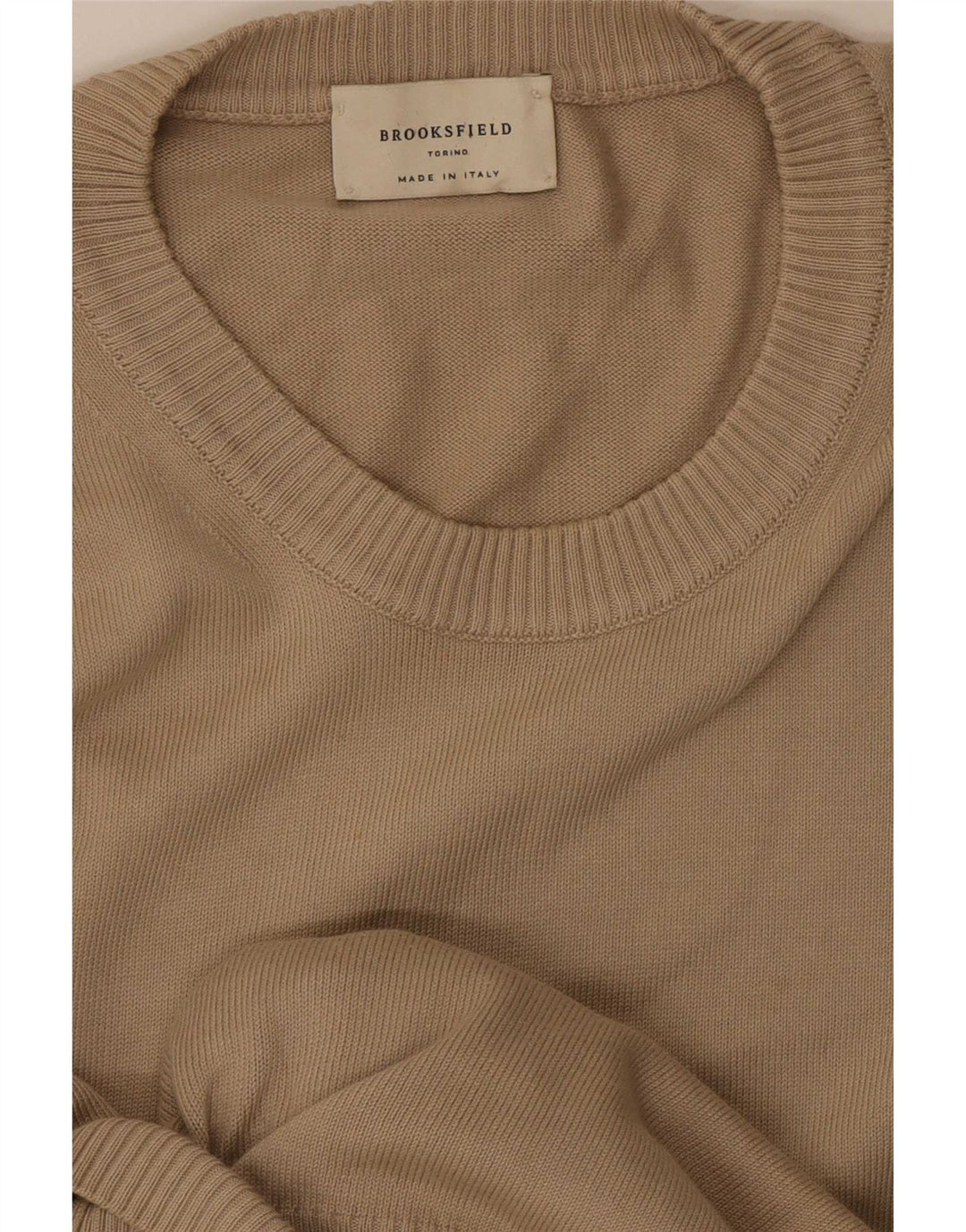 Maglione maglione girocollo da uomo Brooksfield beige medio