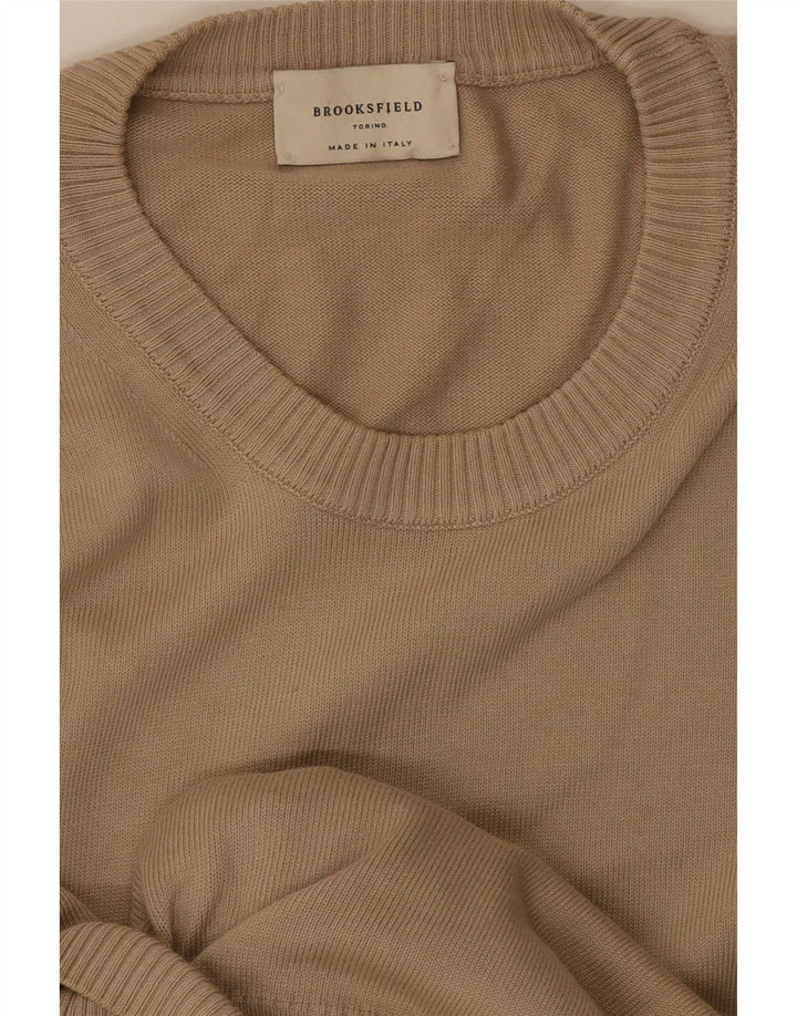 Maglione maglione girocollo da uomo Brooksfield beige medio