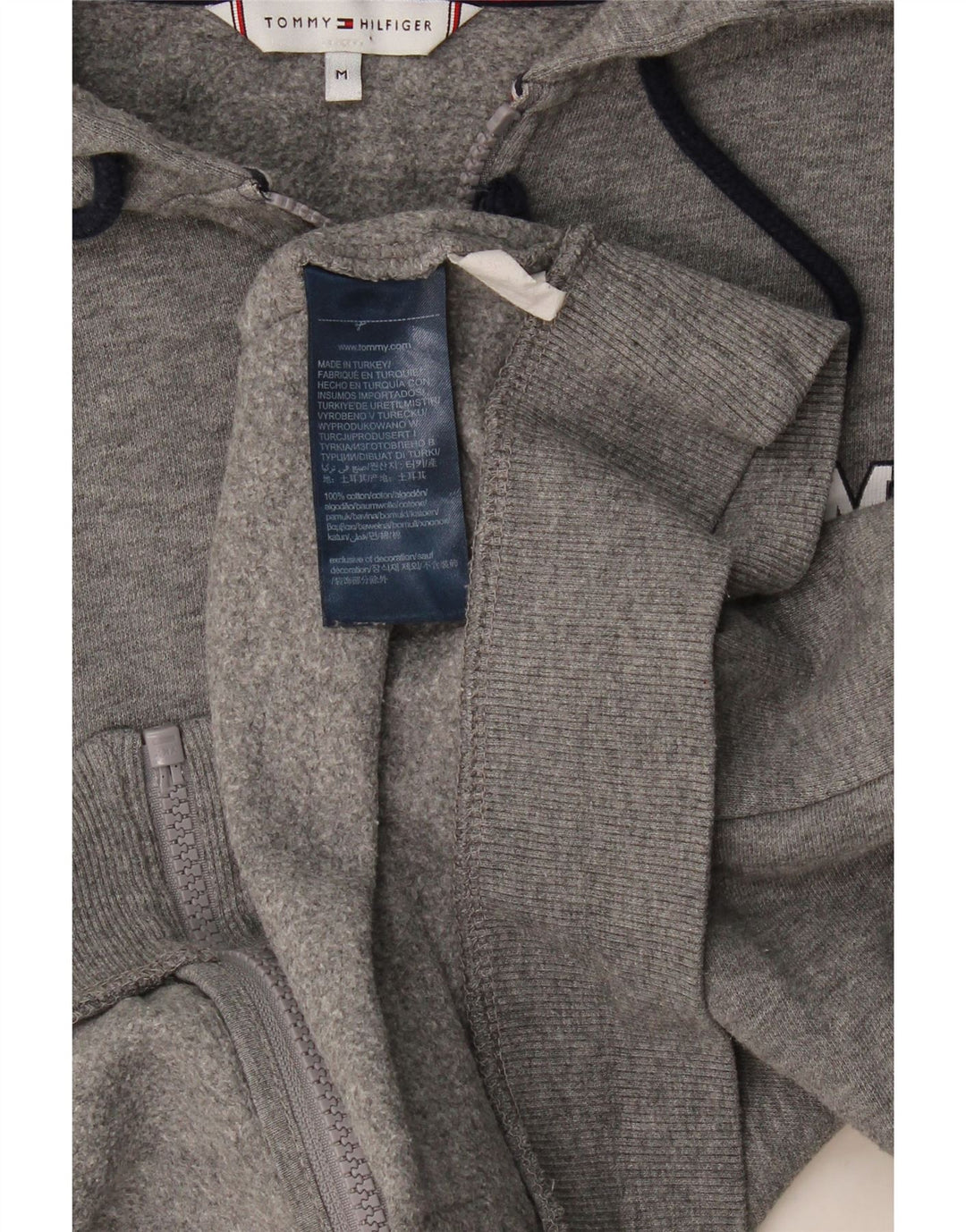 Maglione con cappuccio e zip oversize da donna Tommy Hilfiger UK 14 Cotone grigio medio
