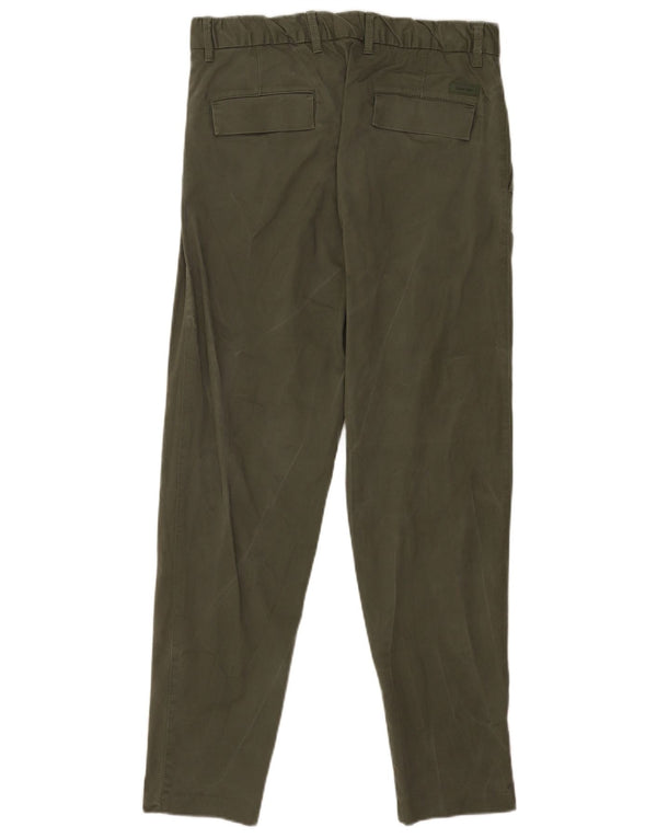 Pantaloni chino affusolati da uomo Calvin Klein piccoli W29 L30 cotone kaki