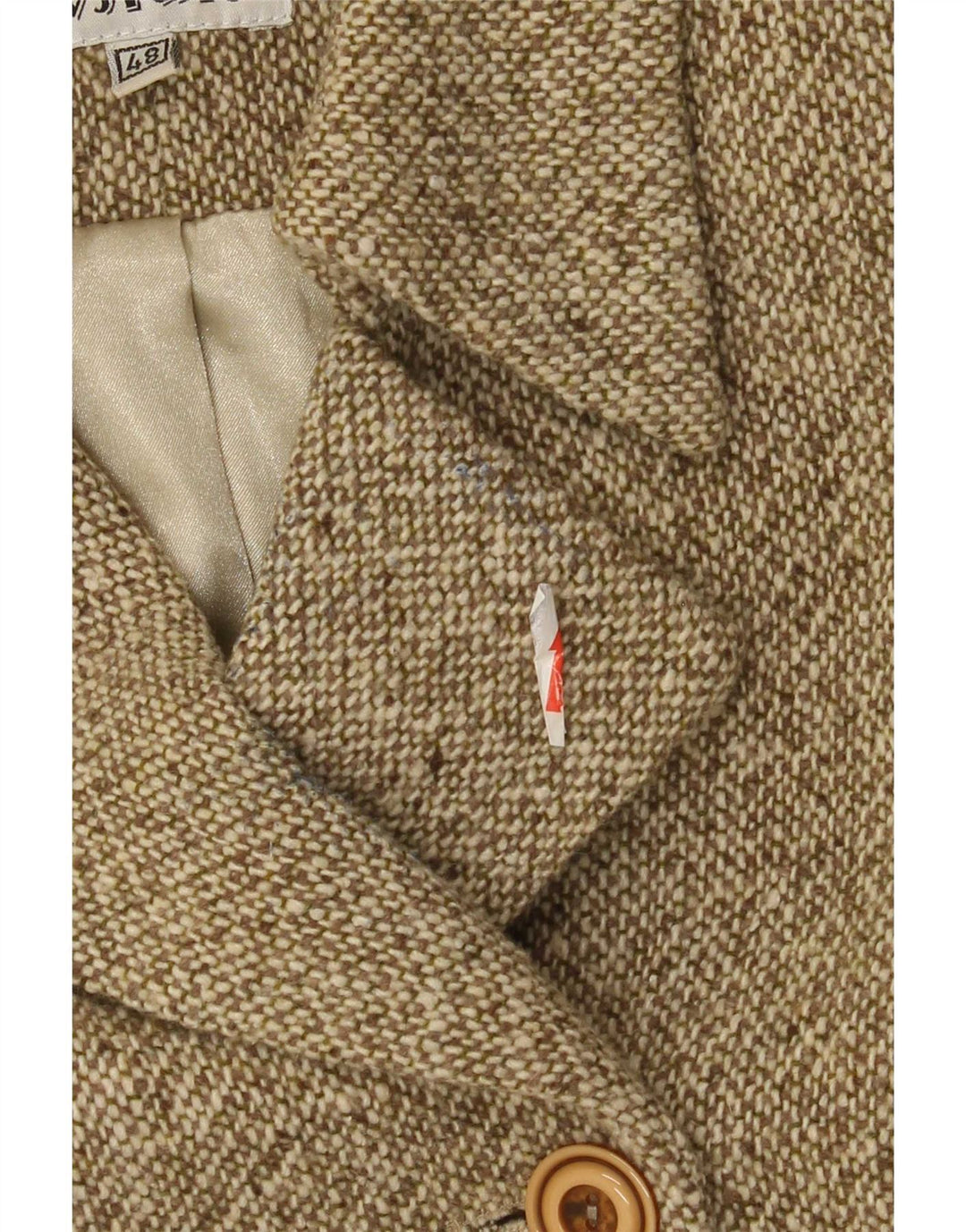 Cappotto doppiopetto vintage da donna IT 48 XL Lana screziata kaki