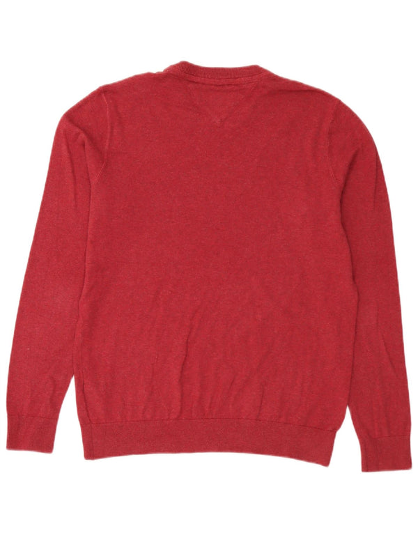 Maglione maglione girocollo da uomo Tommy Hilfiger grande cotone bordeaux