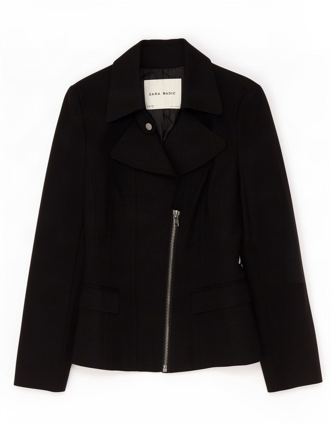 Giacca blazer con zip intera da donna Zara UK 10 piccola in cotone nero