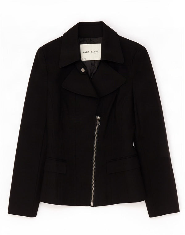 Giacca blazer con zip intera da donna Zara UK 10 piccola in cotone nero