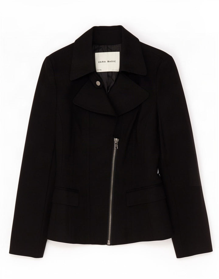 Giacca blazer con zip intera da donna Zara UK 10 piccola in cotone nero