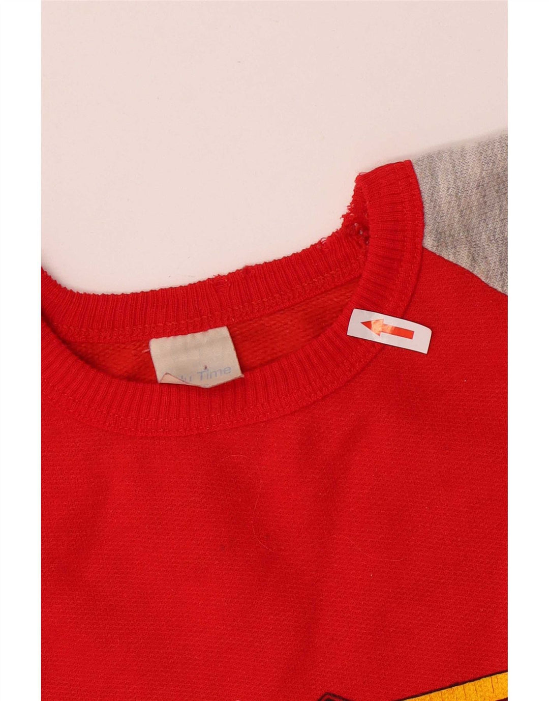 Felpa grafica da uomo vintage in cotone color block rosso medio