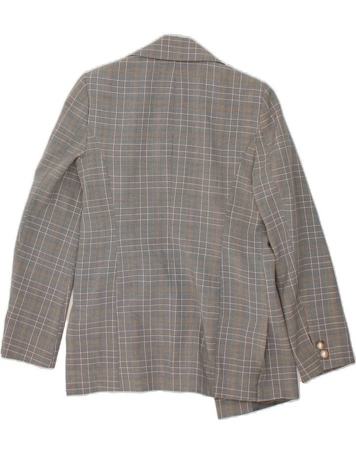 MISS SELFRIDGE Womens Open Blazer Jacket UK 8 Small Grey Check Polyester Vintage Miss Selfridge and Second-Hand Miss Selfridge from Messina Hembry 