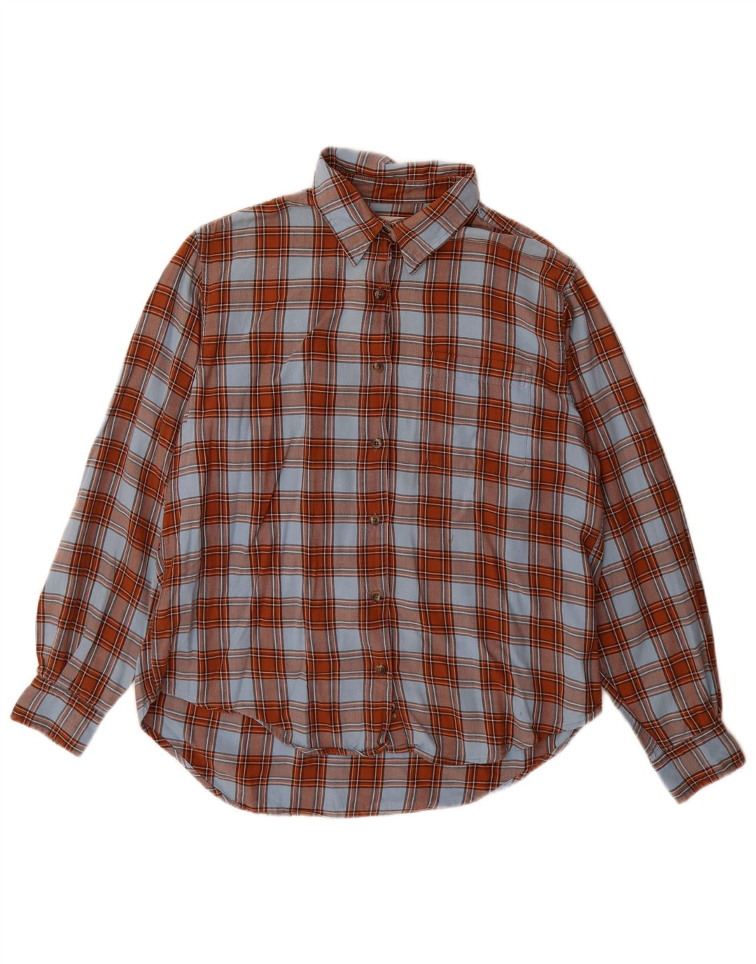 Camicia di flanella da donna Lands End US 12 grande cotone a quadri marrone
