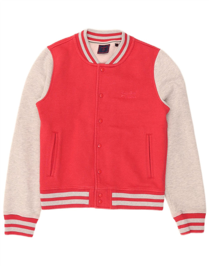Giacca college da donna Superdry UK 10 Small Rosso Colorblock Cotone