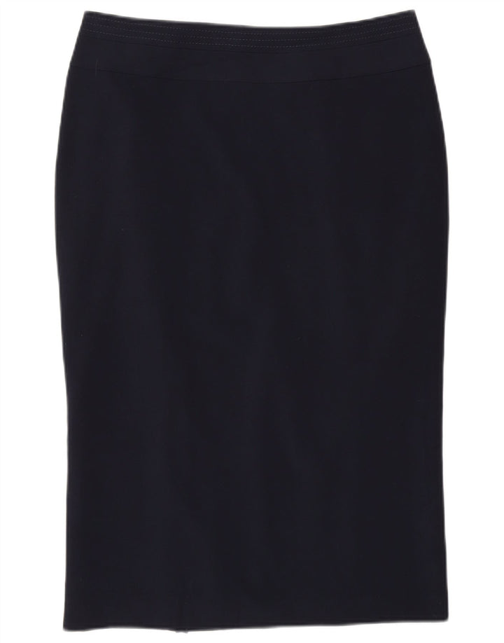 Gonna a tubino da donna Marks & Spencer UK 12 media W30 poliestere blu navy