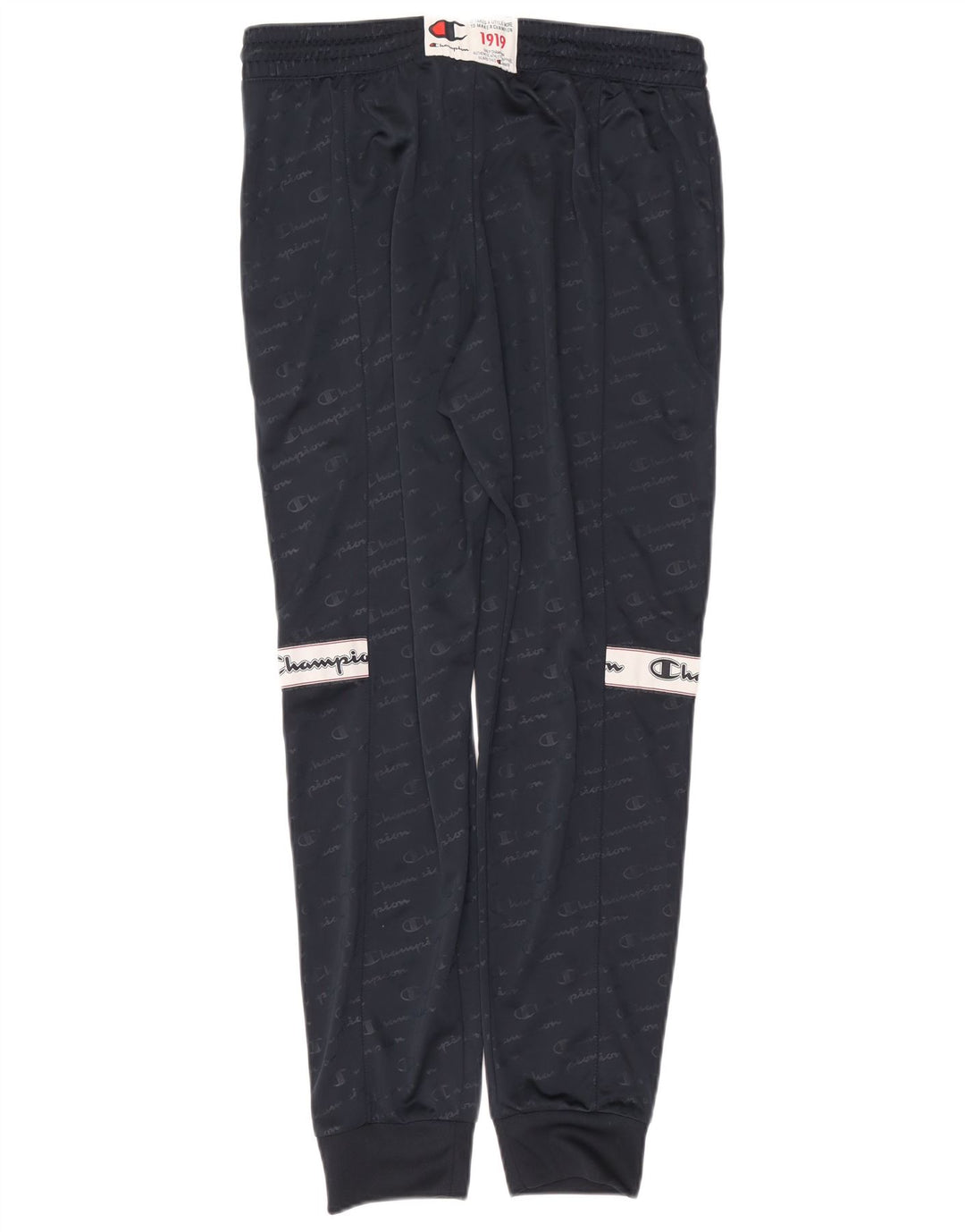Pantaloni da tuta con grafica da uomo Champion, pantaloni da jogging, grandi, in poliestere blu navy