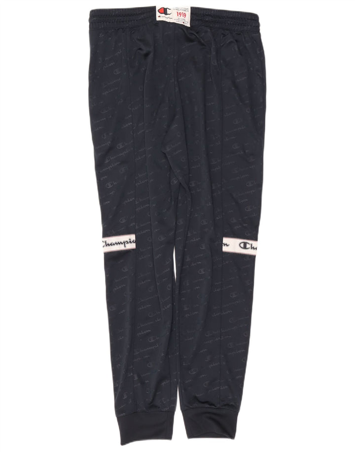 Pantaloni da tuta con grafica da uomo Champion, pantaloni da jogging, grandi, in poliestere blu navy