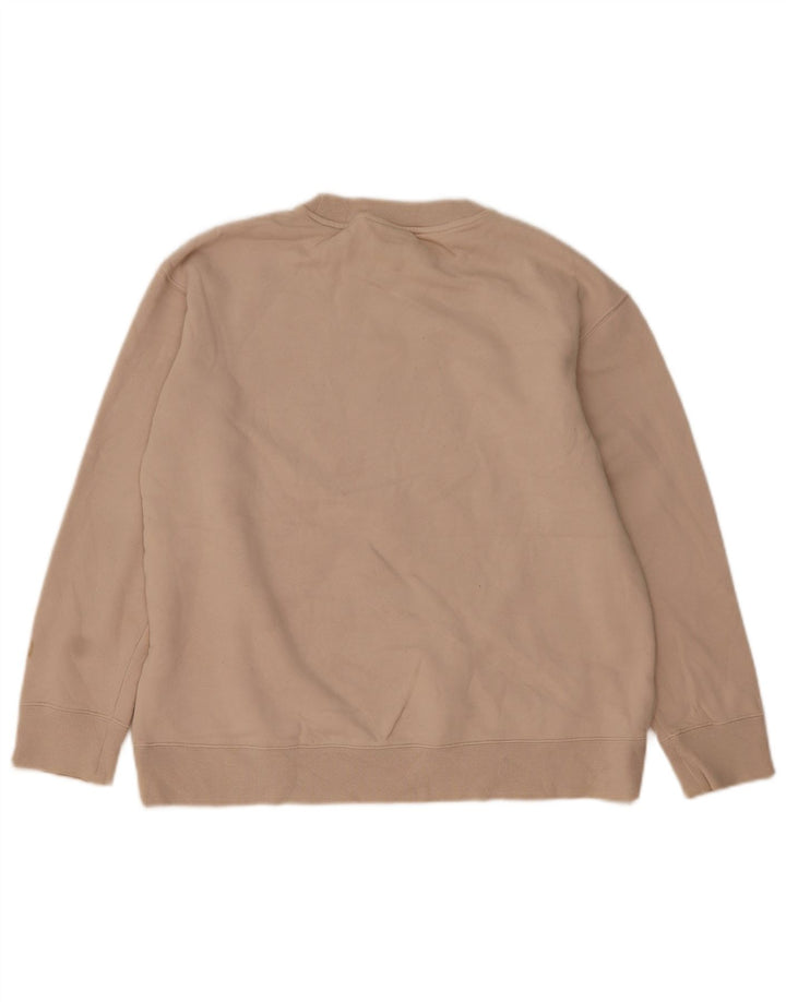 Felpa oversize con grafica da donna Adidas, maglione UK 8, piccola, cotone beige