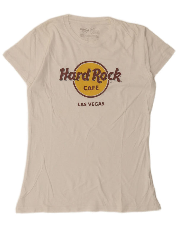 T-shirt grafica da donna Hard Rock Cafe Las Vegas UK 12 Medium White